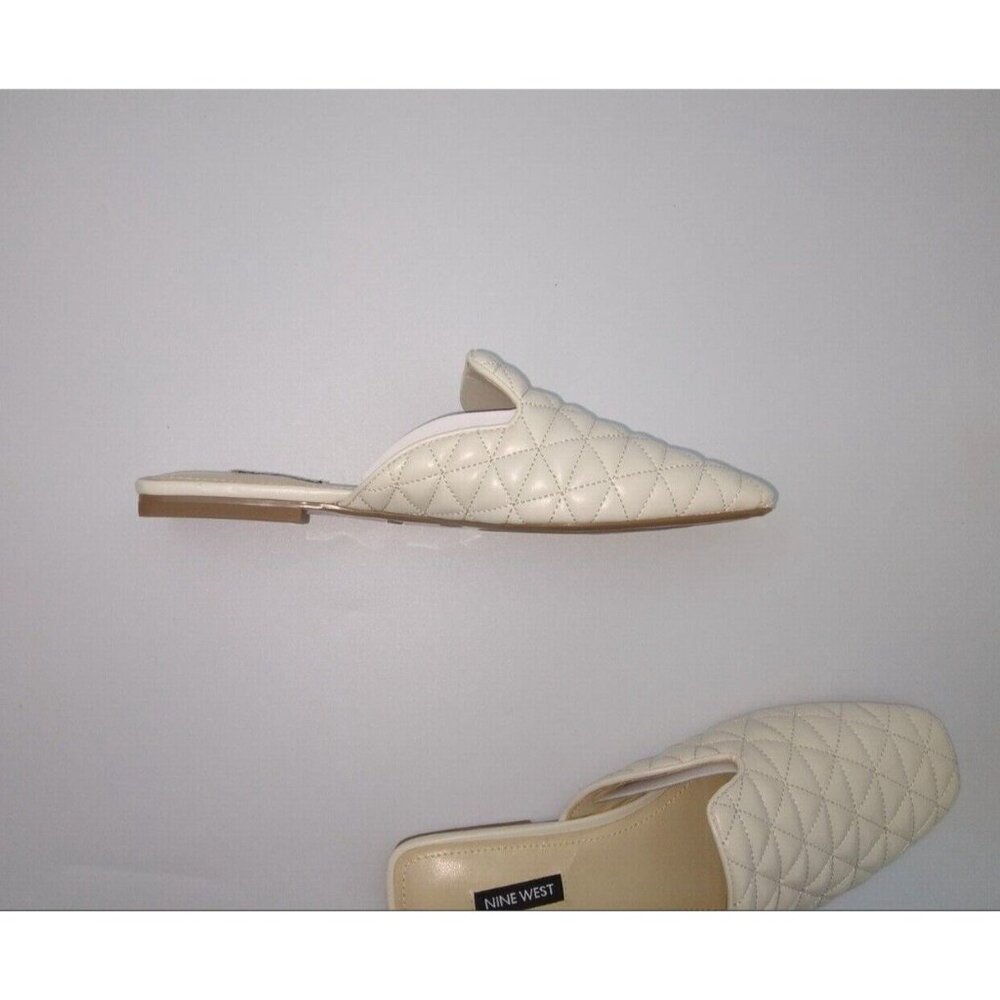 Nine West Quilted Cream Slip-On Mule Flats Womens Size 7